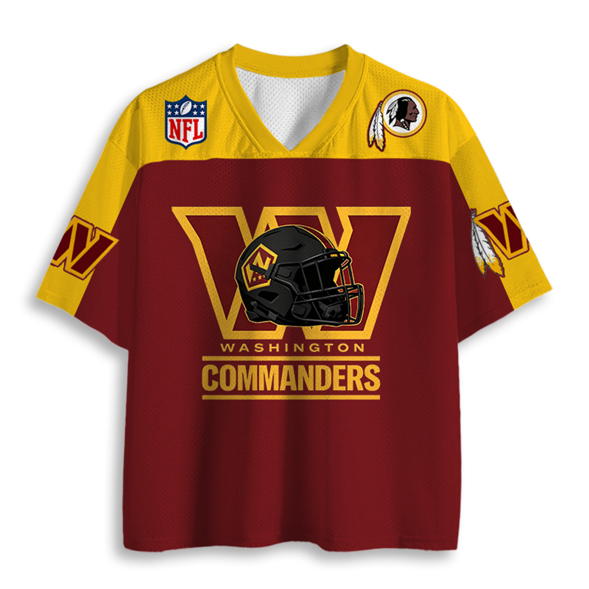 Washington Commanders Helmet & W Logo Graphic Jersey Shirts