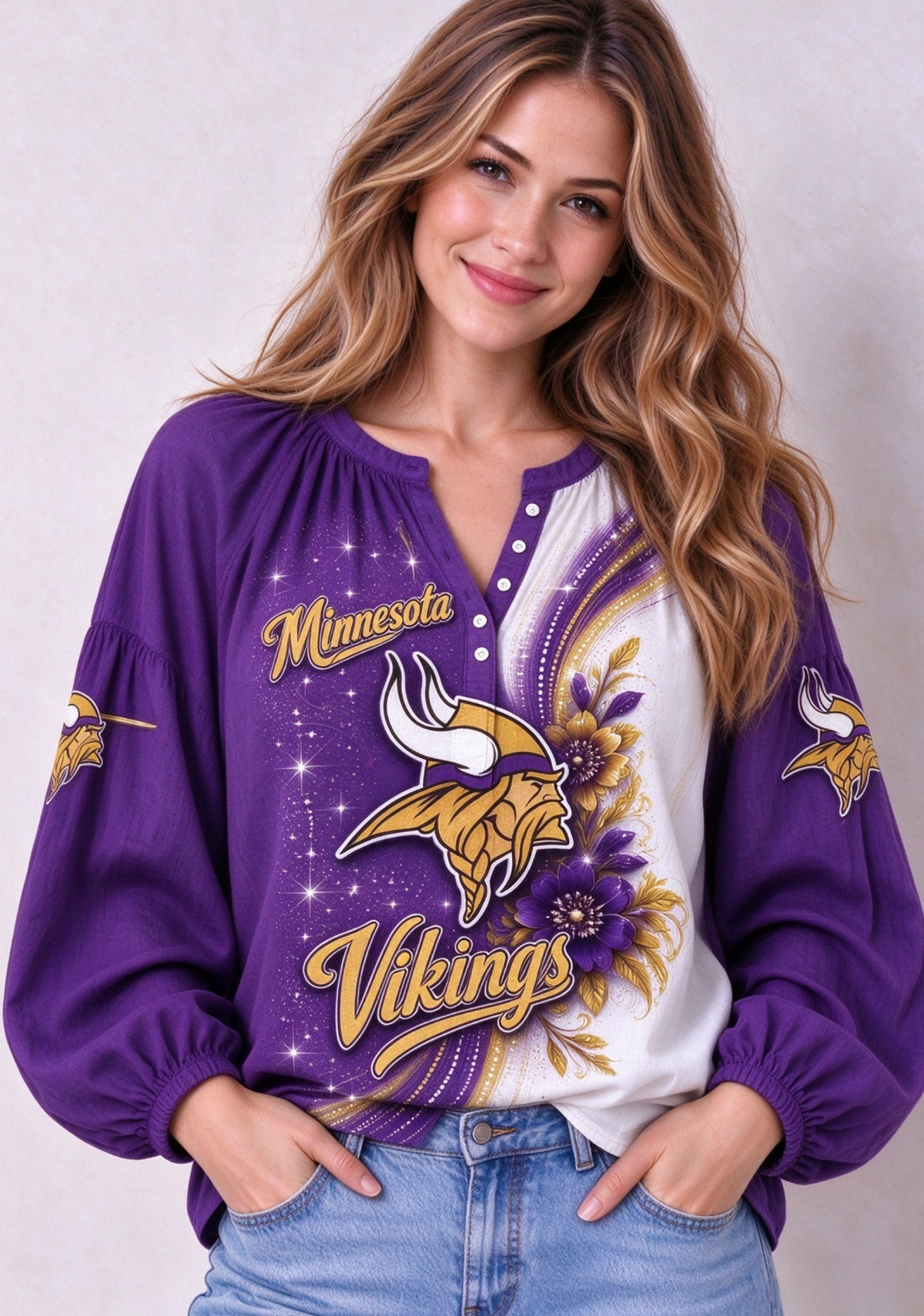 Women’s Minnesota Vikings Floral Game Day Fan Long Sleeve Shirt Main image