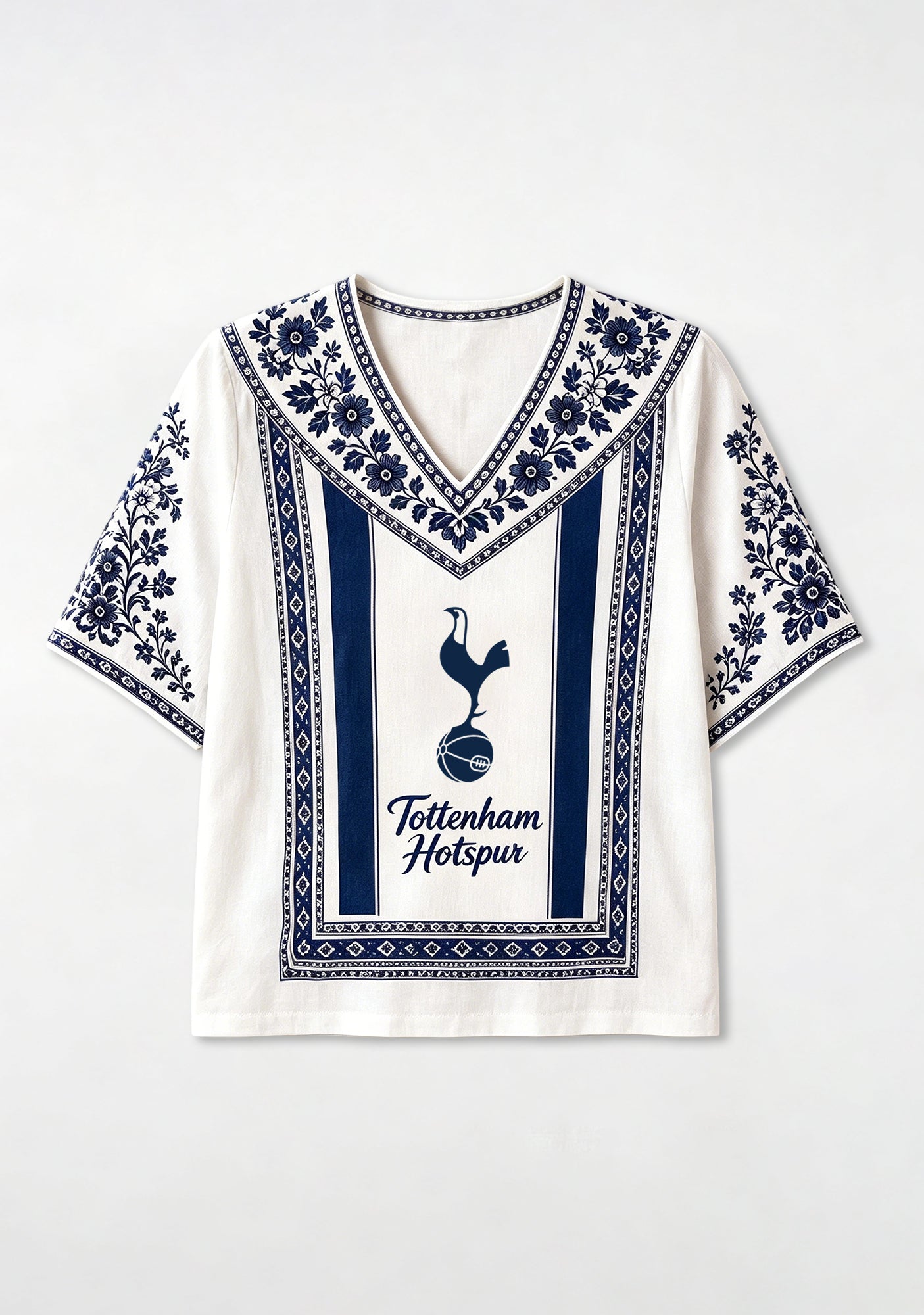 Boho Floral Border Tottenham Hotspur V-Neck Blouse Secondary image