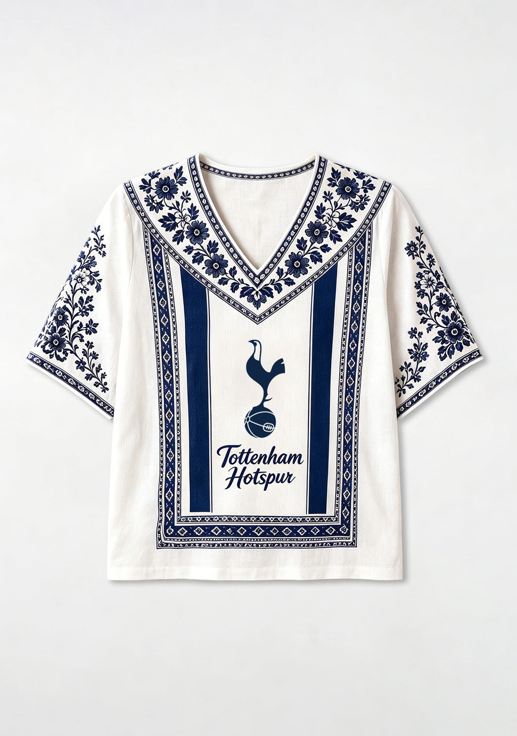 Boho Floral Border Tottenham Hotspur V-Neck Blouse