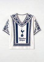 Boho Floral Border Tottenham Hotspur V-Neck Blouse