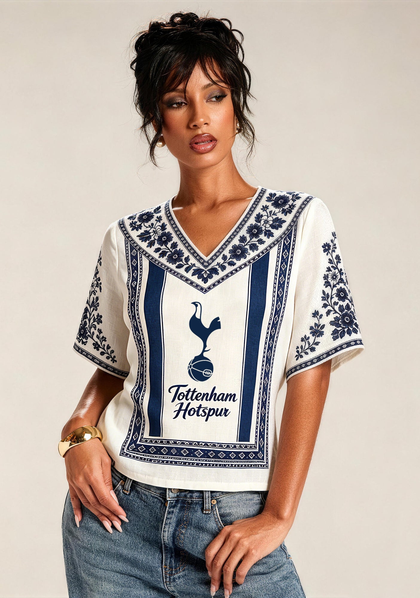 Boho Floral Border Tottenham Hotspur V-Neck Blouse Main image