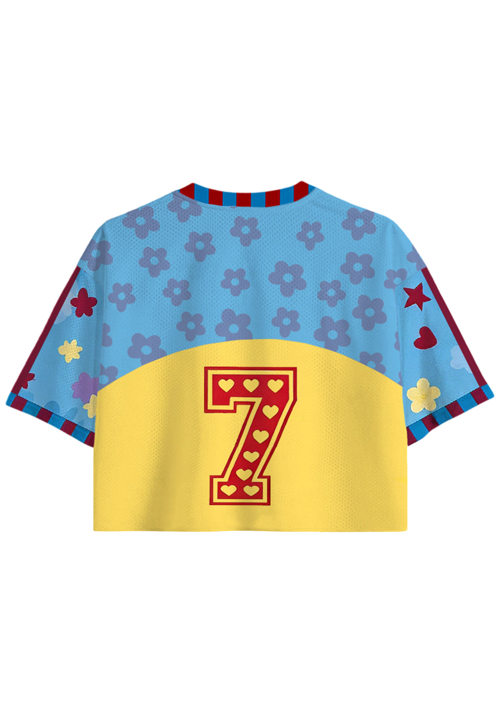 Cute Star Daisy Color Block Colombia Cropped Jersey Shirt