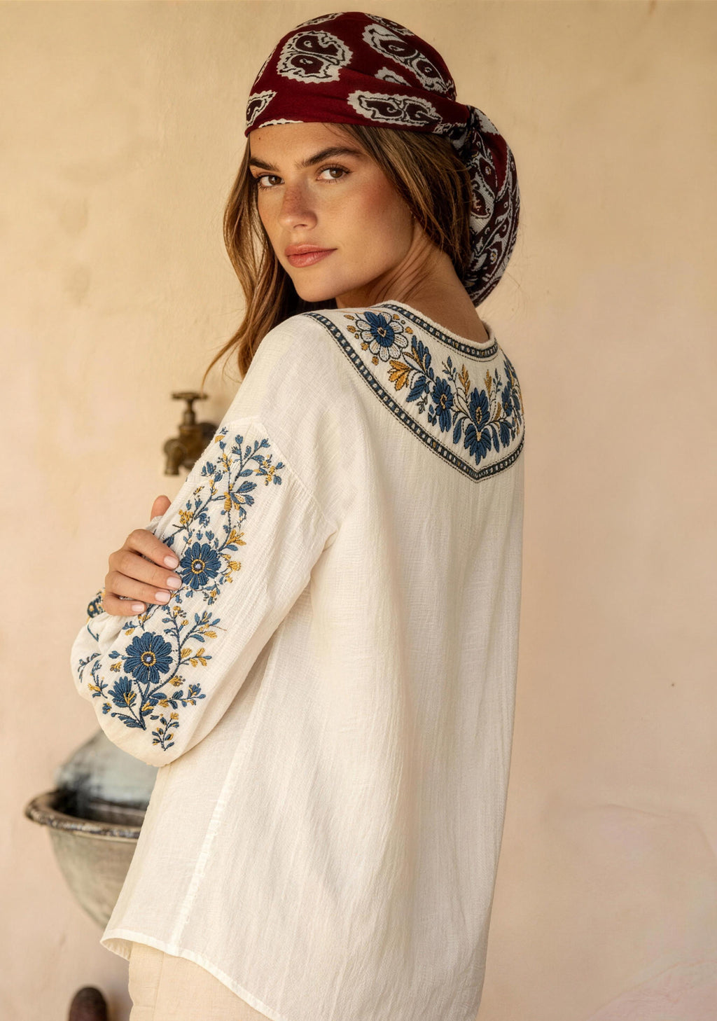 Los Angeles Chargers Floral Printed V-Neck Long Sleeve Shirt