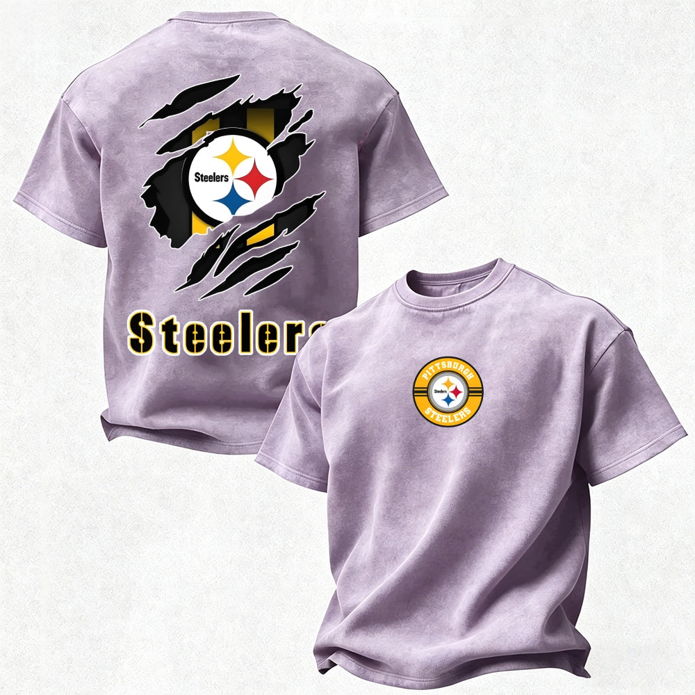 Pittsburgh Steelers Printed Unisex 100% Pure Cotton Washed T-Shirt