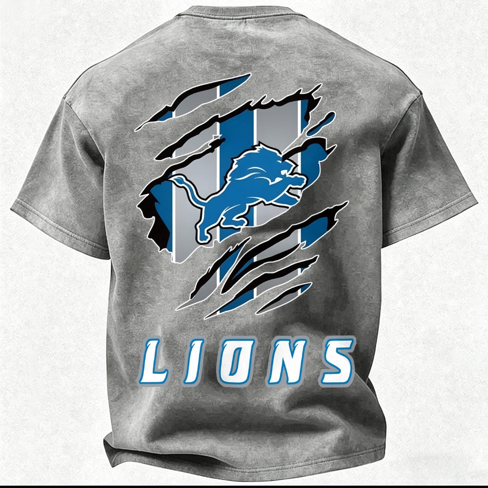 Detroit Lions Printed Unisex 100% Pure Cotton Washed T-Shirt