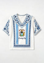 Boho Floral Border Coventry City V-Neck Blouse