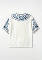 Boho Floral Border Coventry City V-Neck Blouse