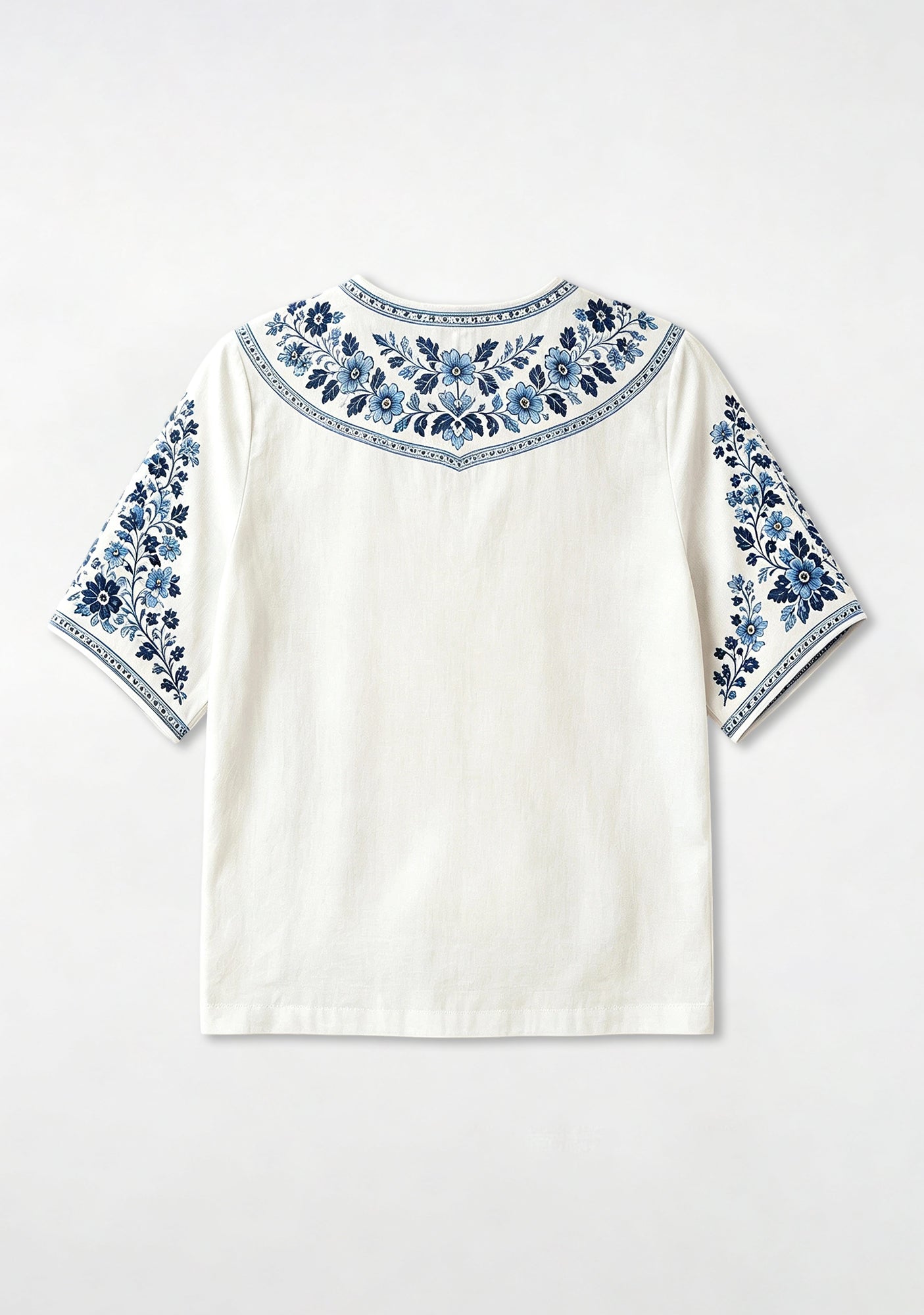 Boho Floral Border Coventry City V-Neck Blouse