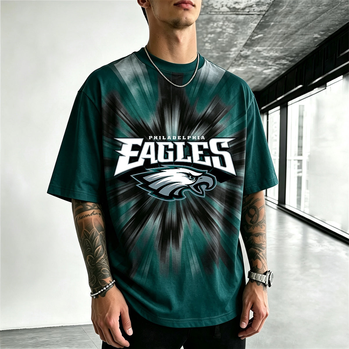 Philadelphia Eagles Burst Radiant Gradient Eagle Printed T-Shirt Secondary image