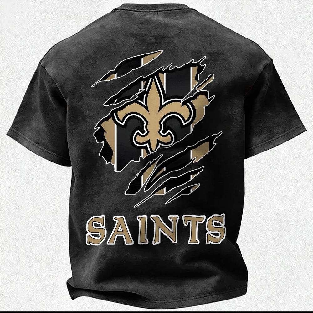 New Orleans Saints Printed Unisex 100% Pure Cotton Washed T-Shirt