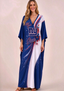 Women's New York Giants Floral V-Neck Kaftan Maxi Dress