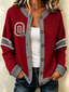Women'S Football Printed Knitted Cardigan