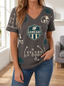 Women's Football Gameday Playbook Pattern Printed Waffle Top