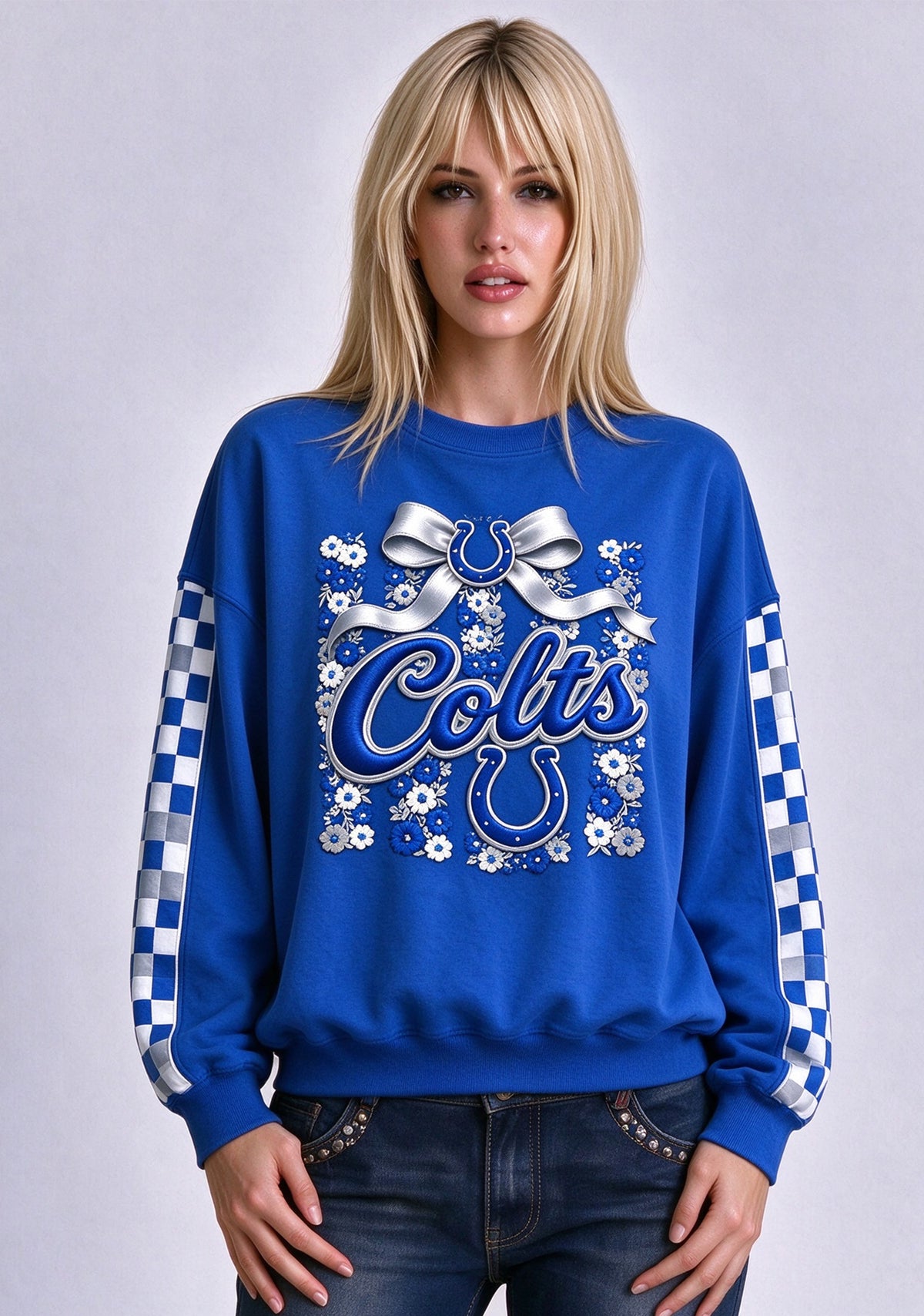 Women's Indianapolis Colts Floral Bow Crewneck Sweatshirt Main image
