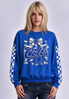 Women's Indianapolis Colts Floral Bow Crewneck Sweatshirt