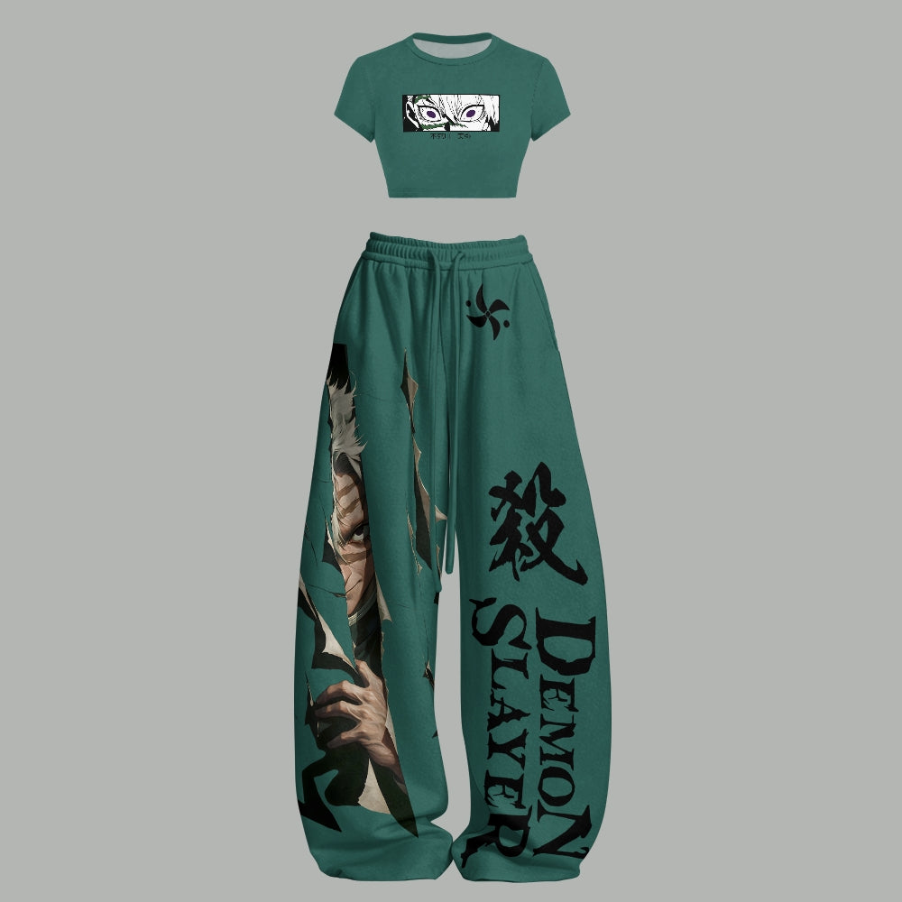 Demon Slayer T-Shirt  & Elasticated Trousers Two-Piece Set Main image