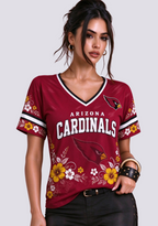 Women's Arizona Cardinals Yellow Floral V-Neck T-Shirt