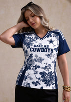 Women's Dallas Cowboys Floral V-Neck T Shirt