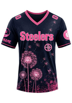 Pittsburgh Steelers Breast Cancer Awareness Dandelion V-Neck T-Shirt