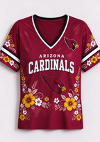 Women's Arizona Cardinals Yellow Floral V-Neck T-Shirt