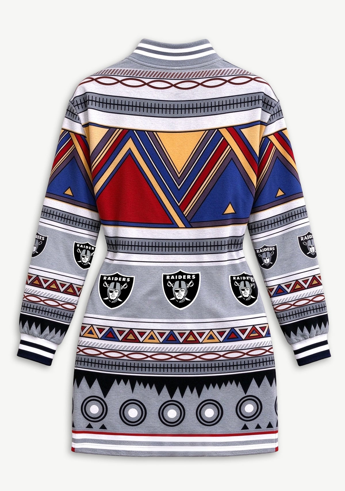 Women's Las Vegas Raiders Tribal Geometric Button Down Jacket Dress