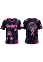 Pittsburgh Steelers Breast Cancer Awareness Dandelion V-Neck T-Shirt