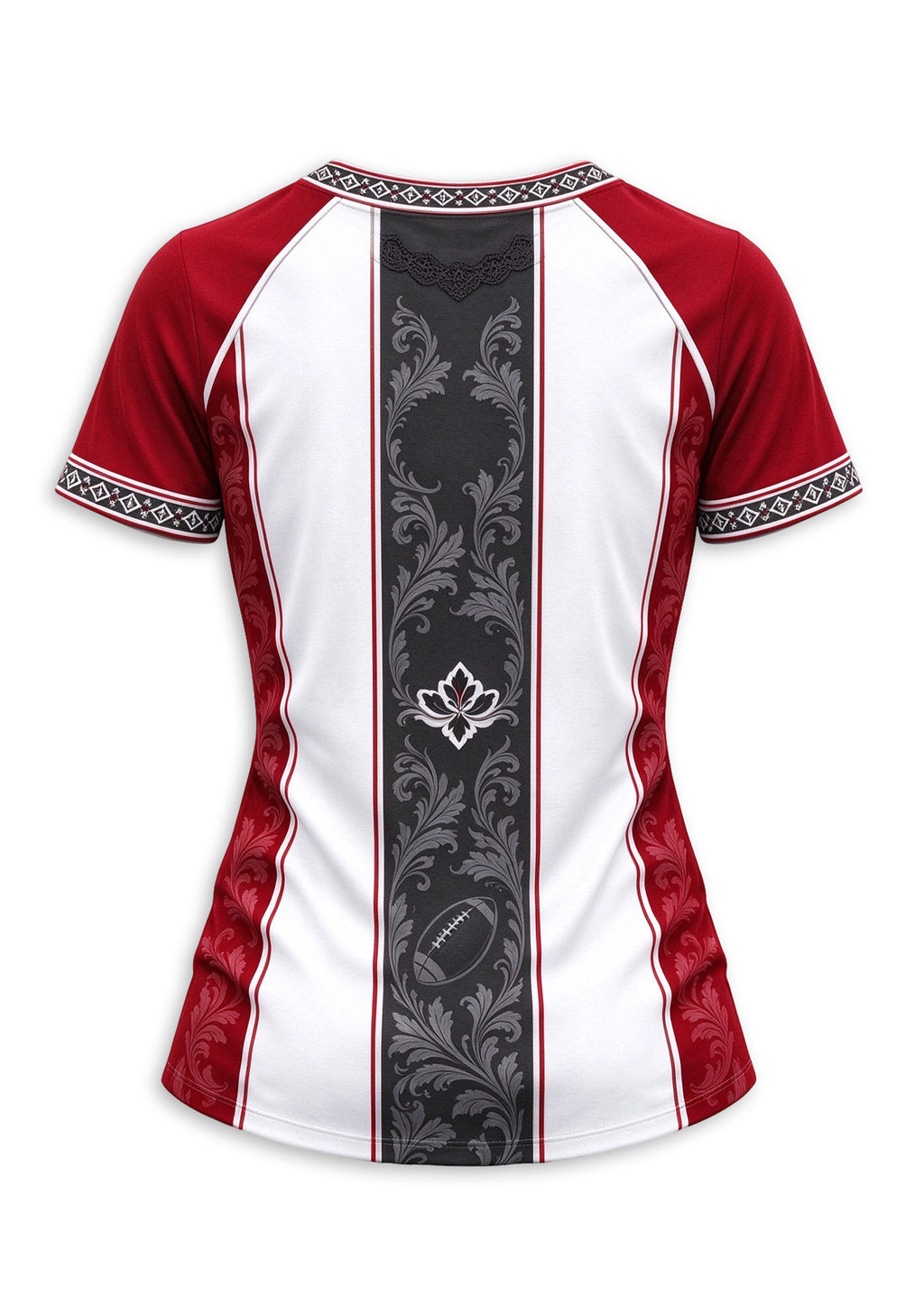 Women's Tampa Bay Buccaneers Floral Baroque Striped V-Neck T-Shirt