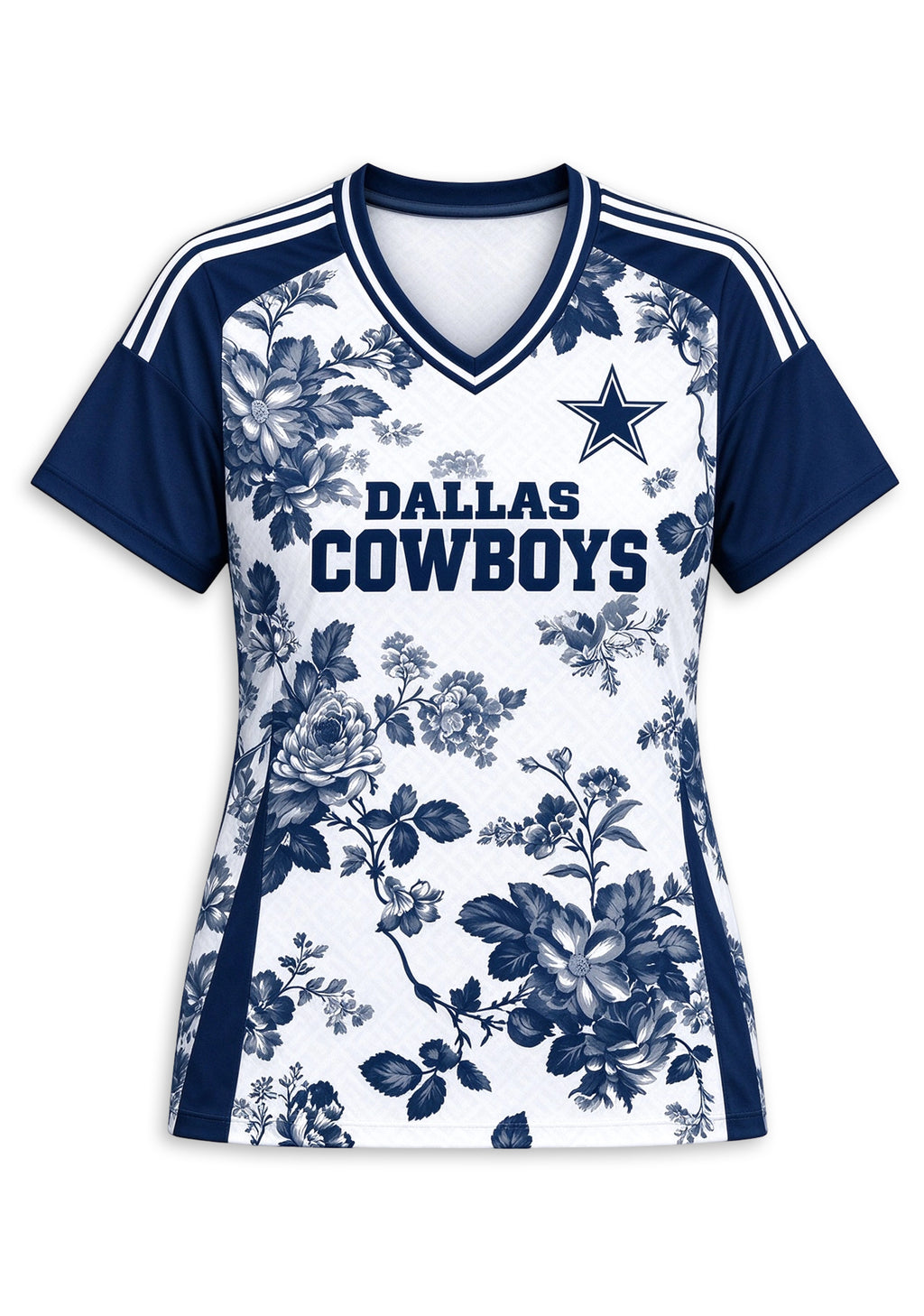 Women's Dallas Cowboys Floral V-Neck T Shirt