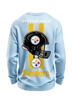 Pittsburgh Steelers Helmet Graphic Waffle Knit Crewneck Sweatshirt