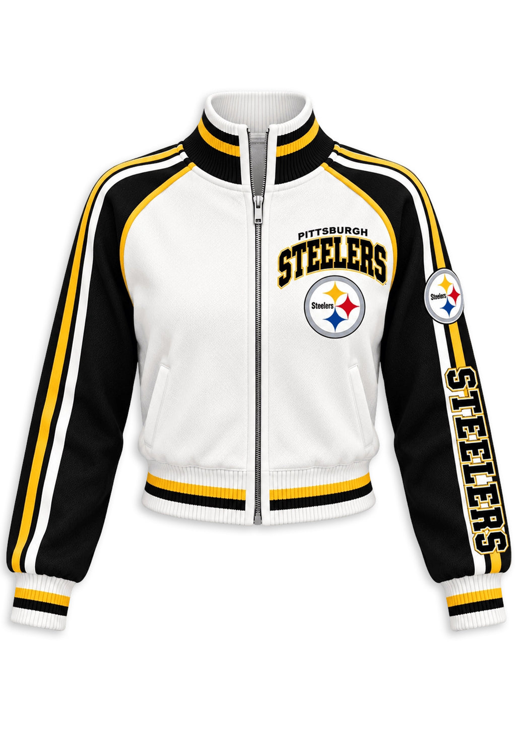 Women's Pittsburgh Steelers Cropped Zip Up Track Jacket