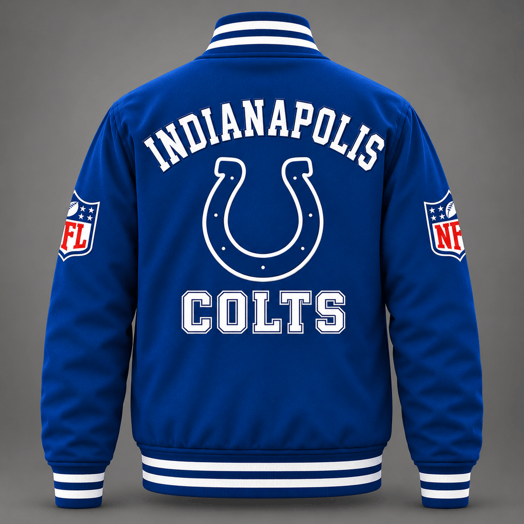 Unisex Indianapolis Colts Logo Printed Varsity Jacket