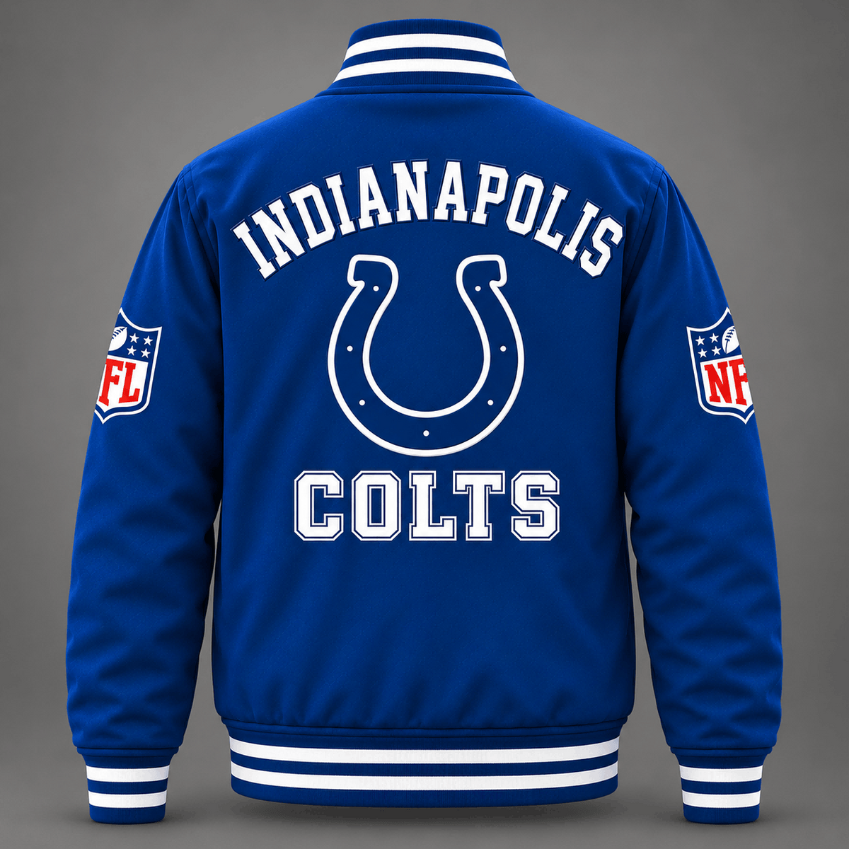 Unisex Indianapolis Colts Logo Printed Varsity Jacket