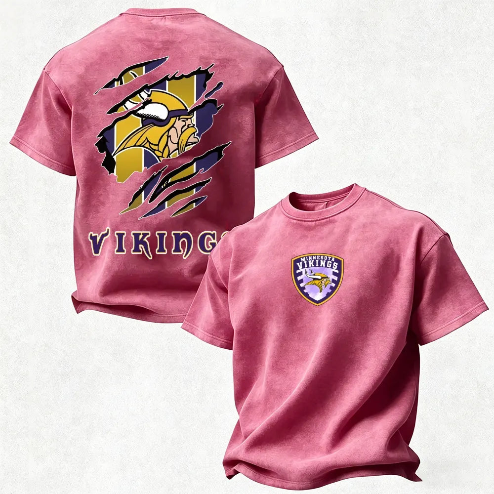 Minnesota Vikings Printed Unisex 100% Pure Cotton 100% pure cotton Washed T-Shirt