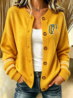 Women'S Casual Football Print Knitted Cardigan Top