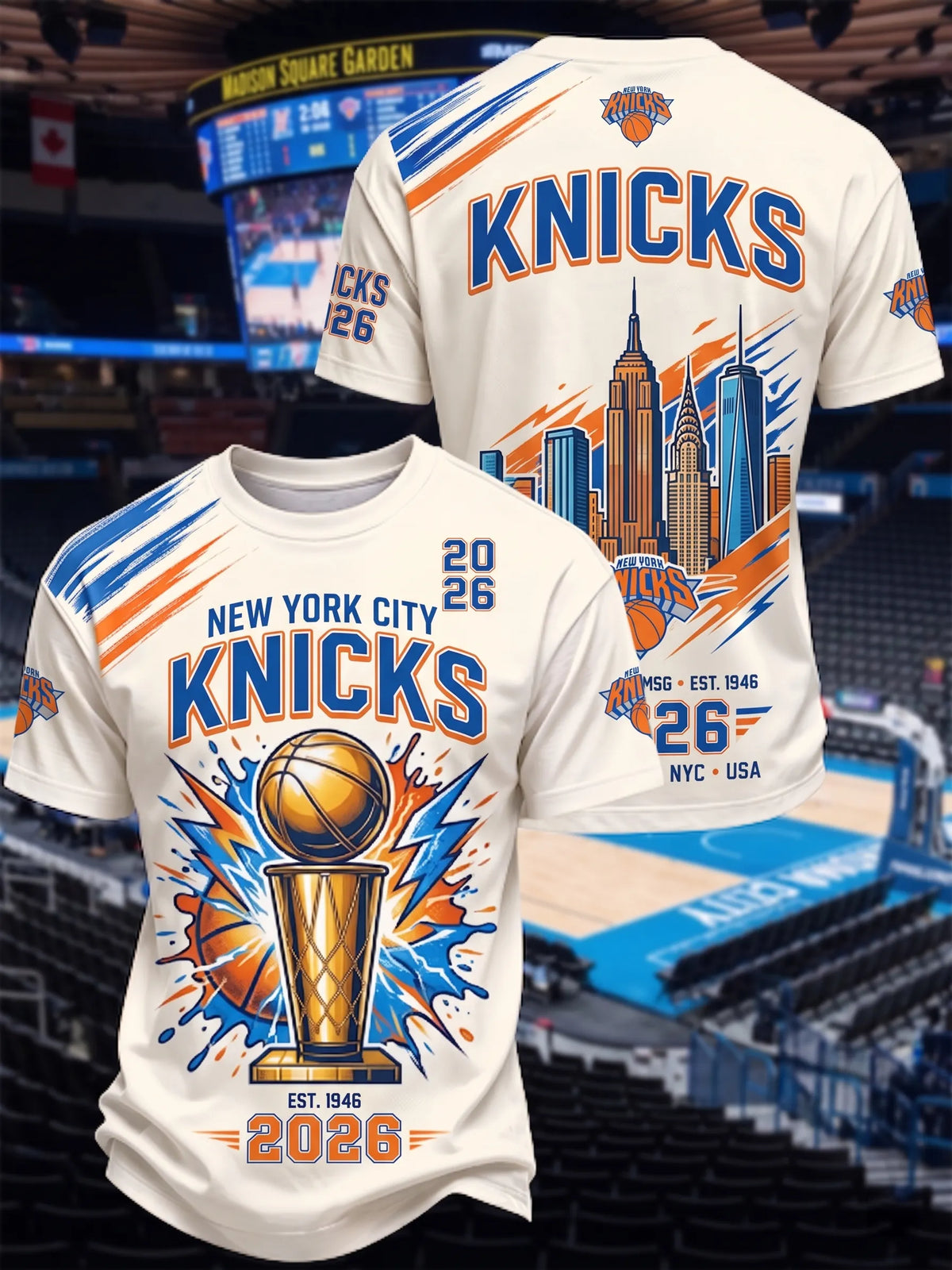 NY Knicks 2026 Championship Trophy Baseball T Shirt Main image