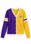Women's Minnesota Vikings Color Block Scalloped Trim V-Neck Button Cardigan