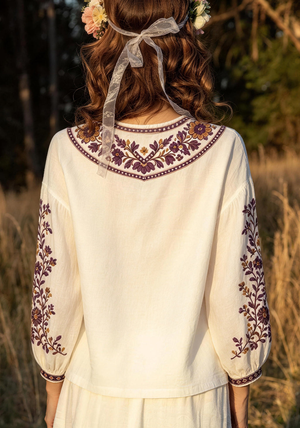 Minnesota Vikings Boho Floral Printed V-Neck Long Sleeve Shirt