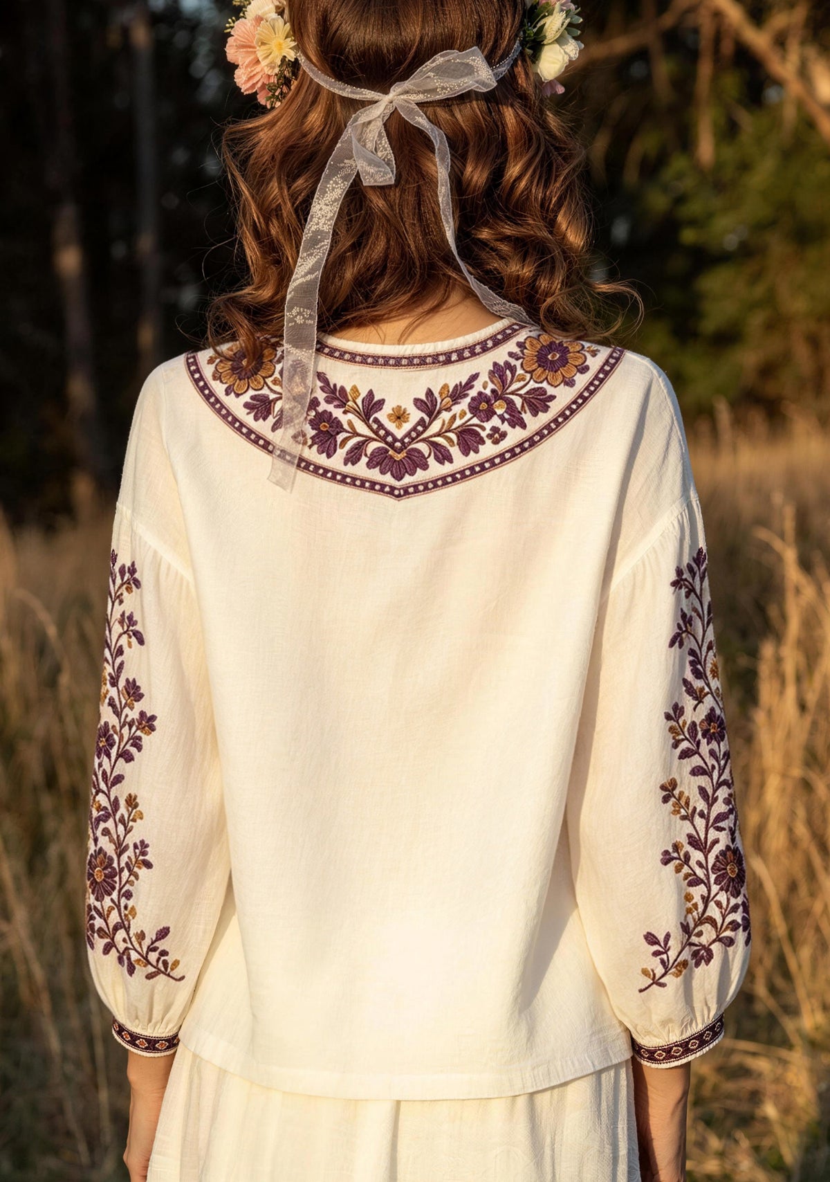Minnesota Vikings Boho Floral Printed V-Neck Long Sleeve Shirt