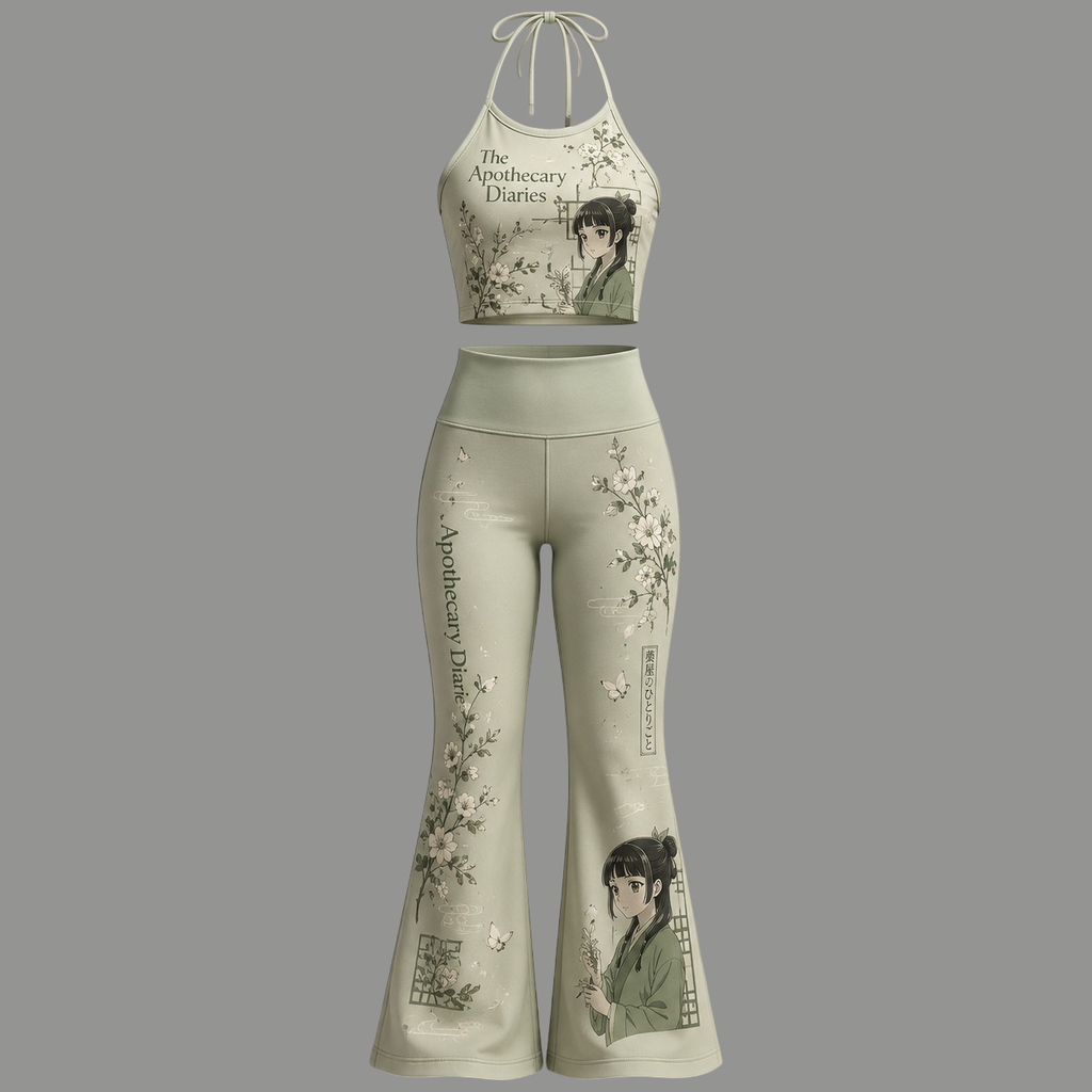 The Apothecary Diaries Halter Crop Top + High Waist Flared Pants Matching 2-Piece Set