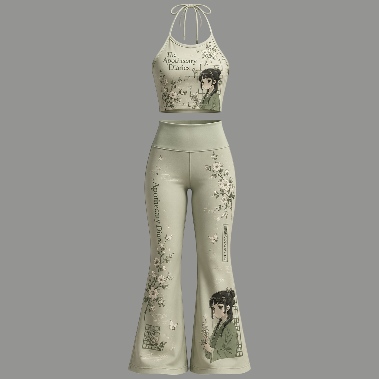 The Apothecary Diaries Halter Crop Top + High Waist Flared Pants Matching 2-Piece Set