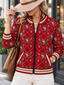 Women's San Francisco 49ers Argyle Print Zip Up Varsity Jacket