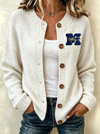 Women's Football Fans Printed Knitted Cardigan Top