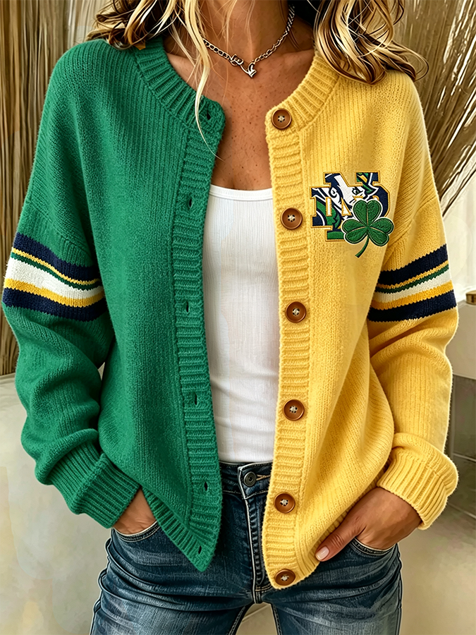 Women'S Casual Football Plant Knitted Cardigan Top Secondary image