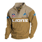 Men's Detroit Lions Button Mock Neck Sweatshirt