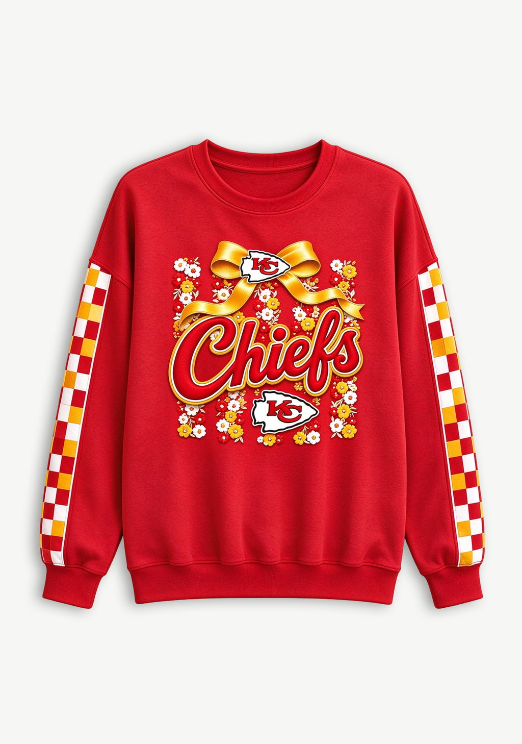 Women's Kansas City Chiefs Floral Bow Crewneck Sweatshirt