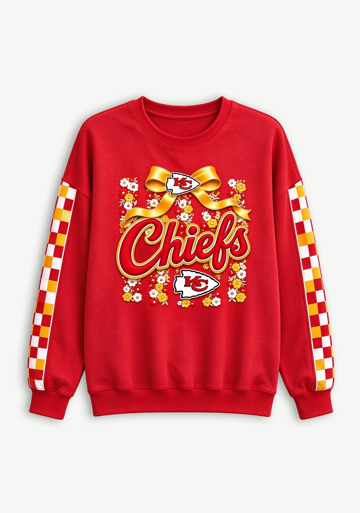 Women's Kansas City Chiefs Floral Bow Crewneck Sweatshirt