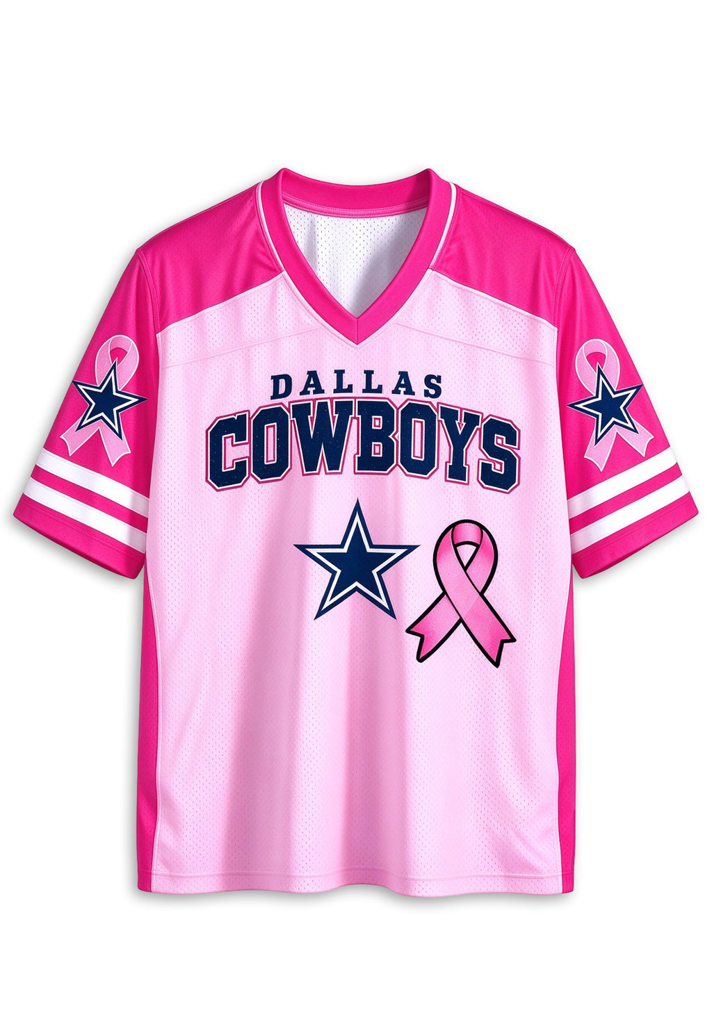 Women Dallas Cowboys Breast Cancer Awareness Pink Ribbon Mesh Jersey