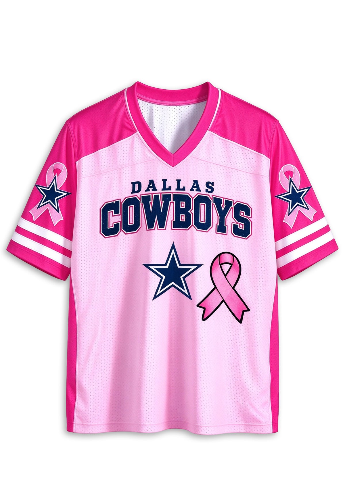 Women Dallas Cowboys Breast Cancer Awareness Pink Ribbon Mesh Jersey
