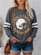 Women's Football Gameday Field Crew Helmet Graphic Printed Sweatshirt
